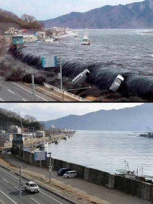 大地震後一年對比圖 日本