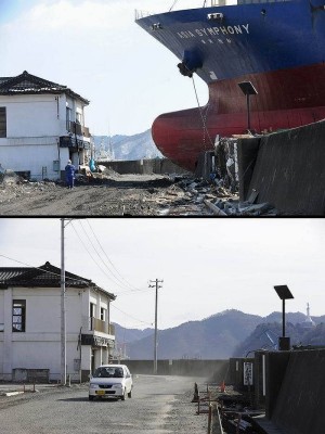 大地震後一年對比圖 日本